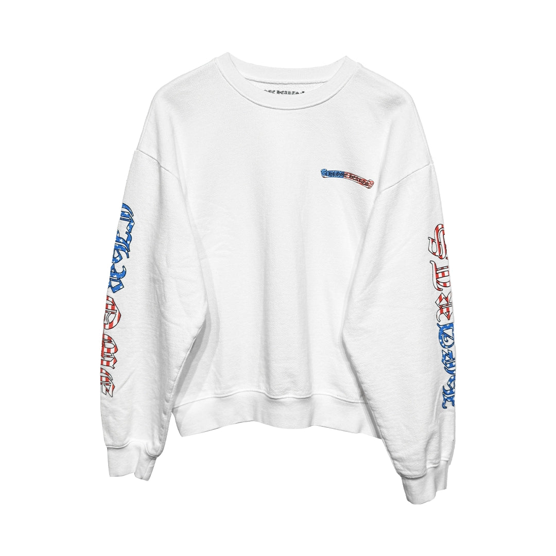 Chrome Hearts USA Scroll Logo Crew Neck White