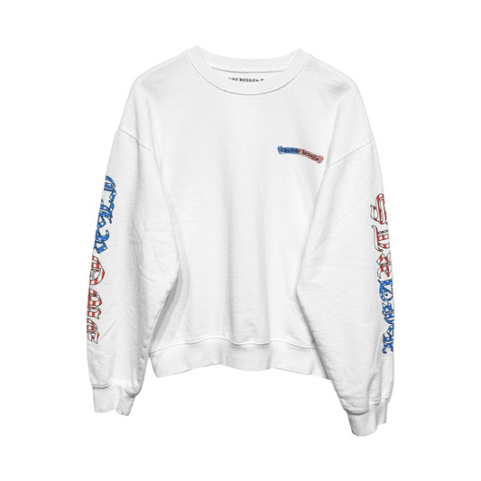 Chrome Hearts USA Scroll Logo Crew Neck White