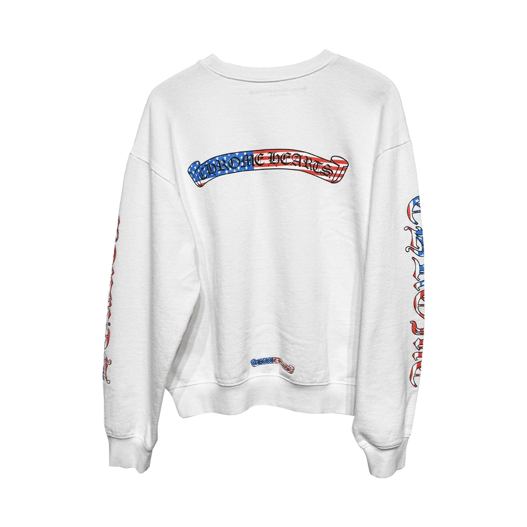Chrome Hearts USA Scroll Logo Crew Neck White
