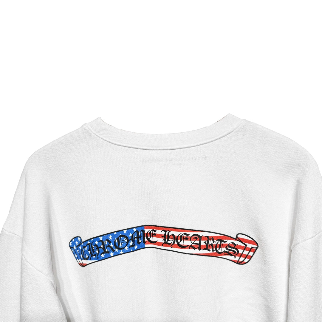 Chrome Hearts USA Scroll Logo Crew Neck White