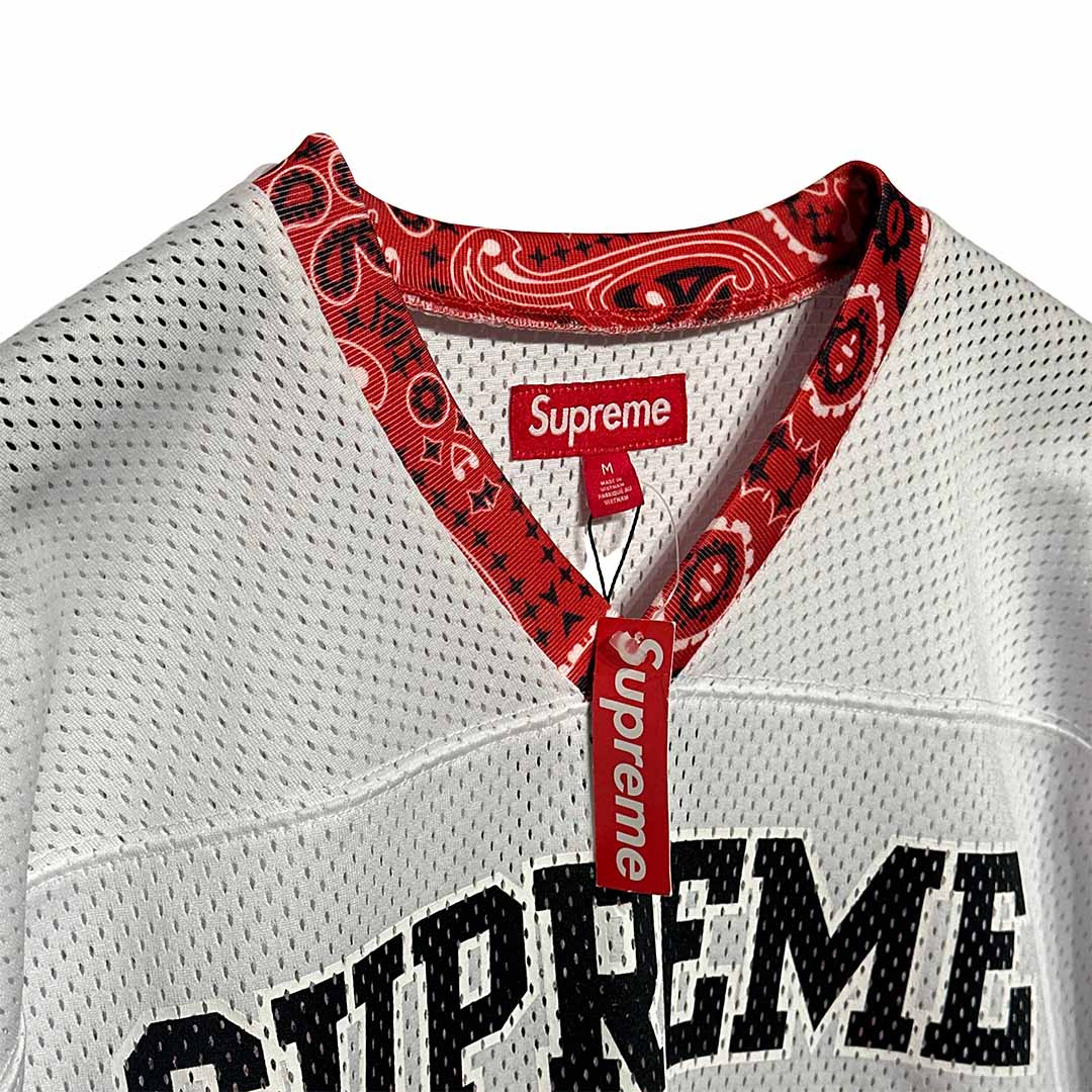 Supreme Bandana Football Jersey White Red – OG Kicks