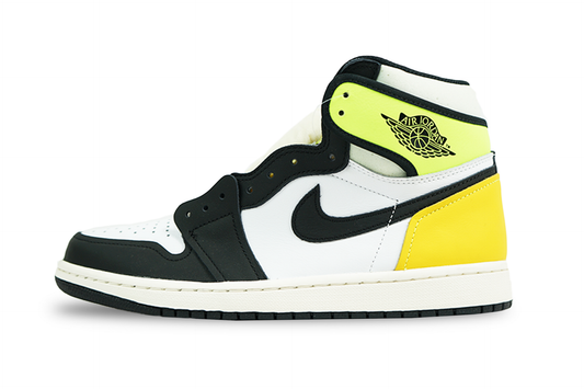 Jordan 1 Retro High Blanc Noir Volt Université Or